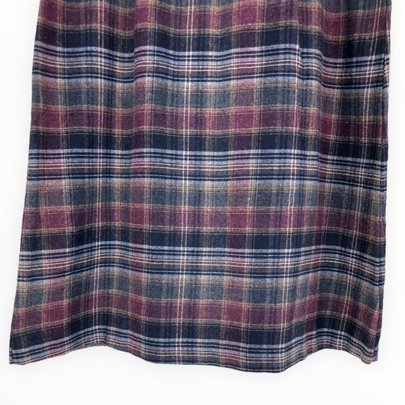 70’s Vintage Wool Blend Blue Purple Plaid Midi Skirt Deadstock Waist size 32 - Picture 3 of 11